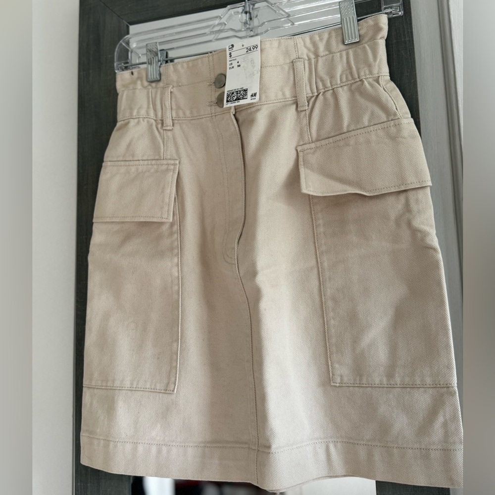 H&M Safari Cargo Cotton Denim Skirt